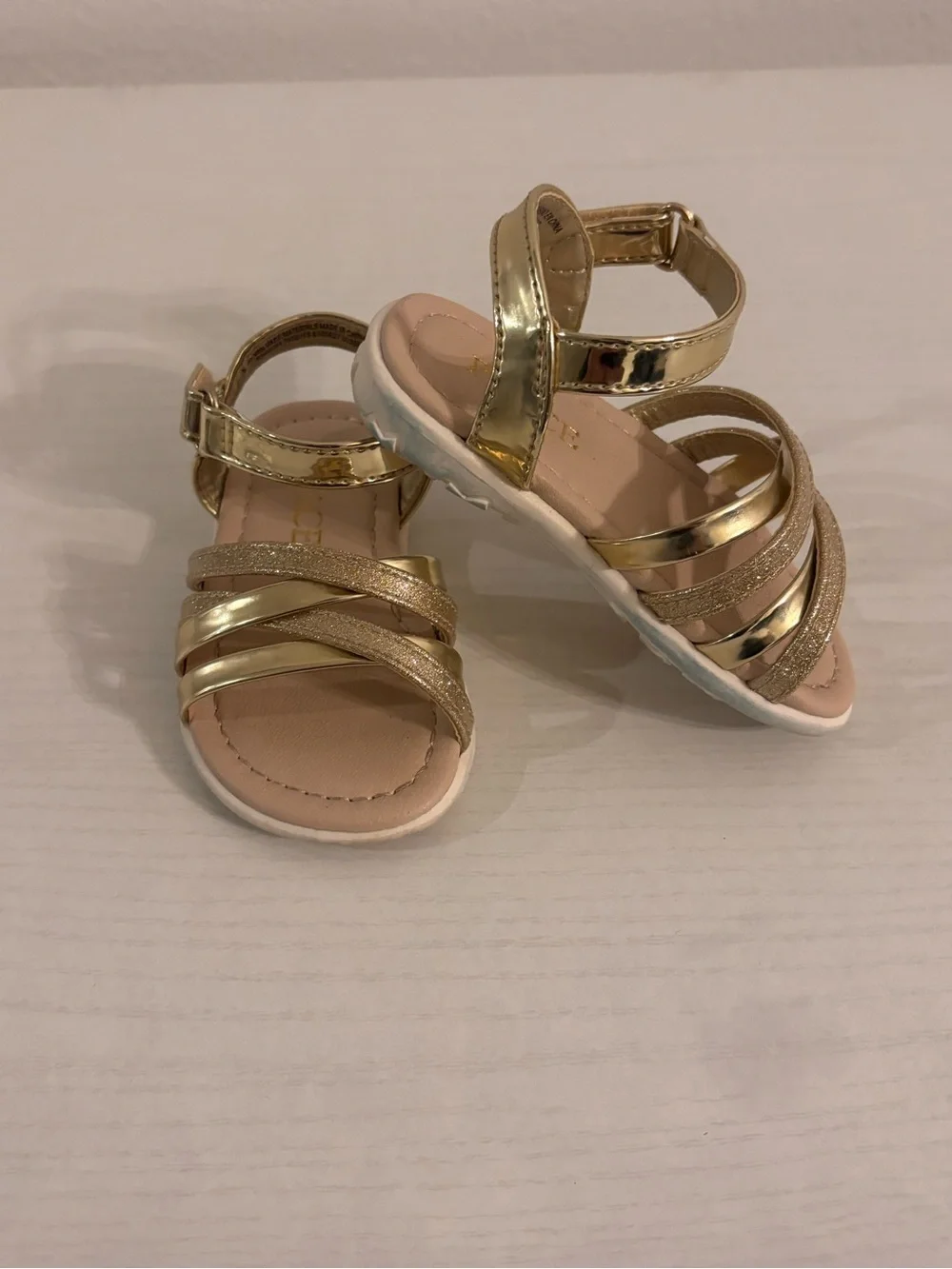 The Children's Place Metallic Gold Glitter Strappy Sandals